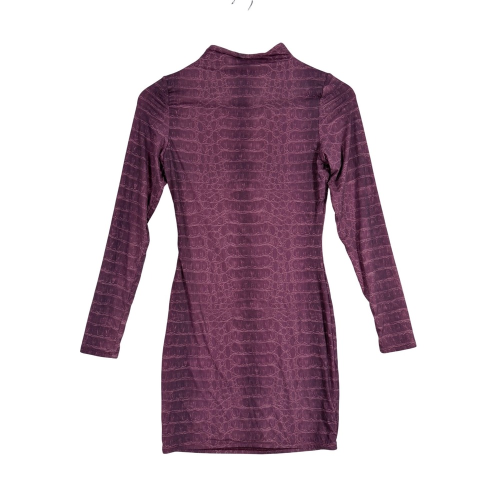 Naked Wardrobe Bodycon Dress Womens‎ Medium Purple Crocodile Print Mock Neck